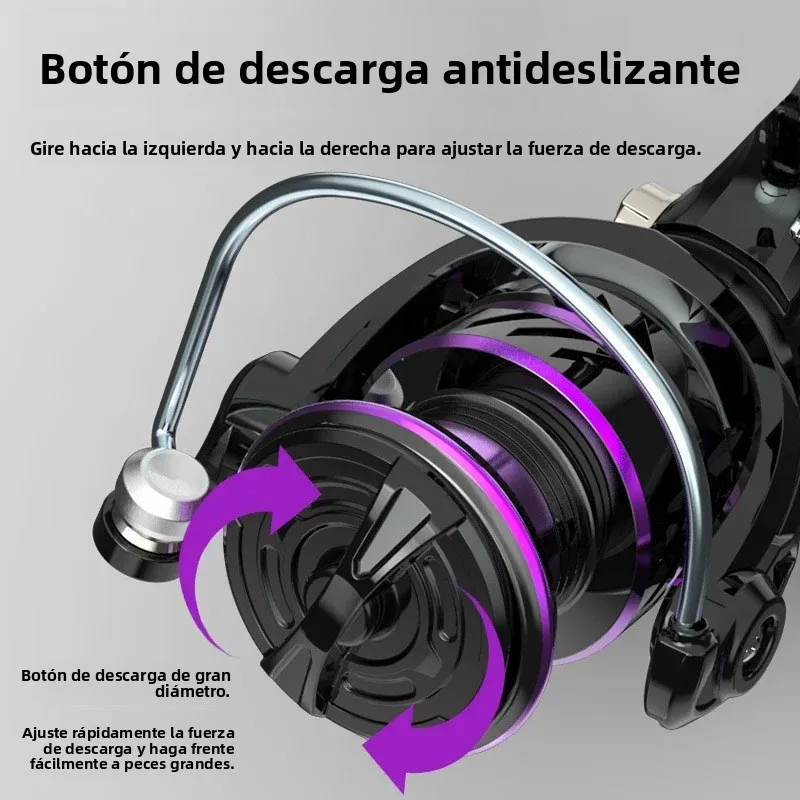 Carretes de pesca giratorios HP para agua salada, carrete de Metal de agua dulce/mango/engranaje, aparejos de pesca de carpa y trucha intercambiables izquierdo/derecho - imagen 2