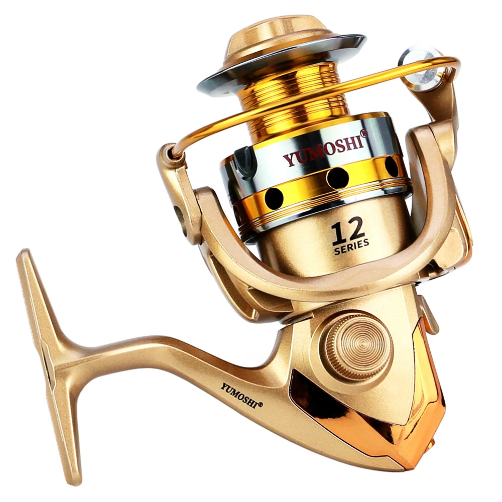 Carrete giratorio 12BB para Pesca, accesorio de arrastre máximo de 10KG, superligero, relación de transmisión 5,5: 1, con carrete de aluminio para Lucio, trucha y Pesca - imagen 4