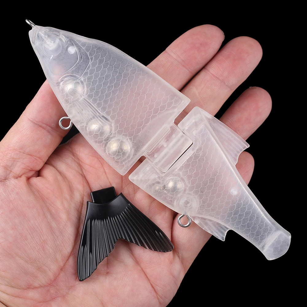 Chan'sHuang-Cebo en blanco sin pintar, 5 piezas, 15cm, 58,5g, sonajero de hundimiento, cola suave, cebo dorado, Swimbait, señuelo de pesca Artificial hecho a mano - imagen 5