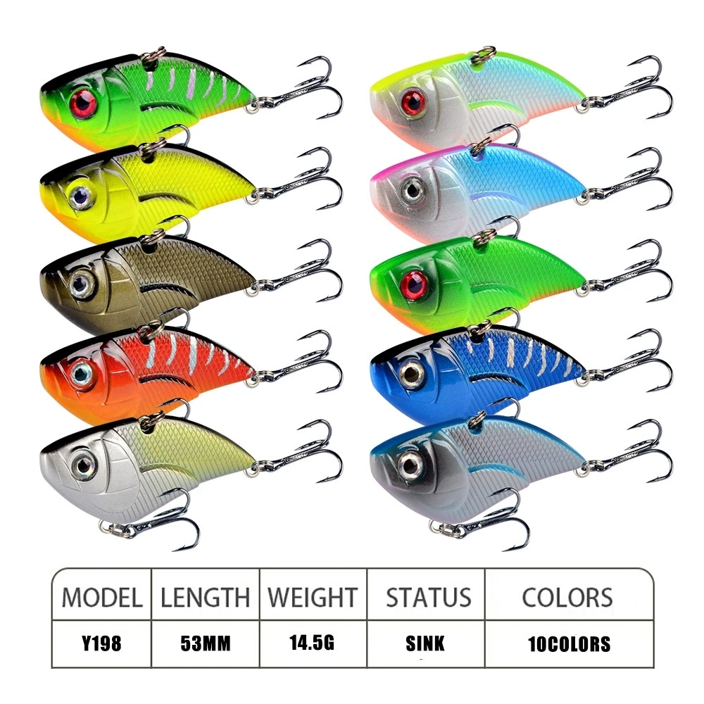 1 Uds señuelo de Pesca duro 5,3 cm 14,5g plástico VIB cebo Artificial duro anzuelos triples Peche Bass Pike Trolling Pesca aparejos de Pesca - imagen 2