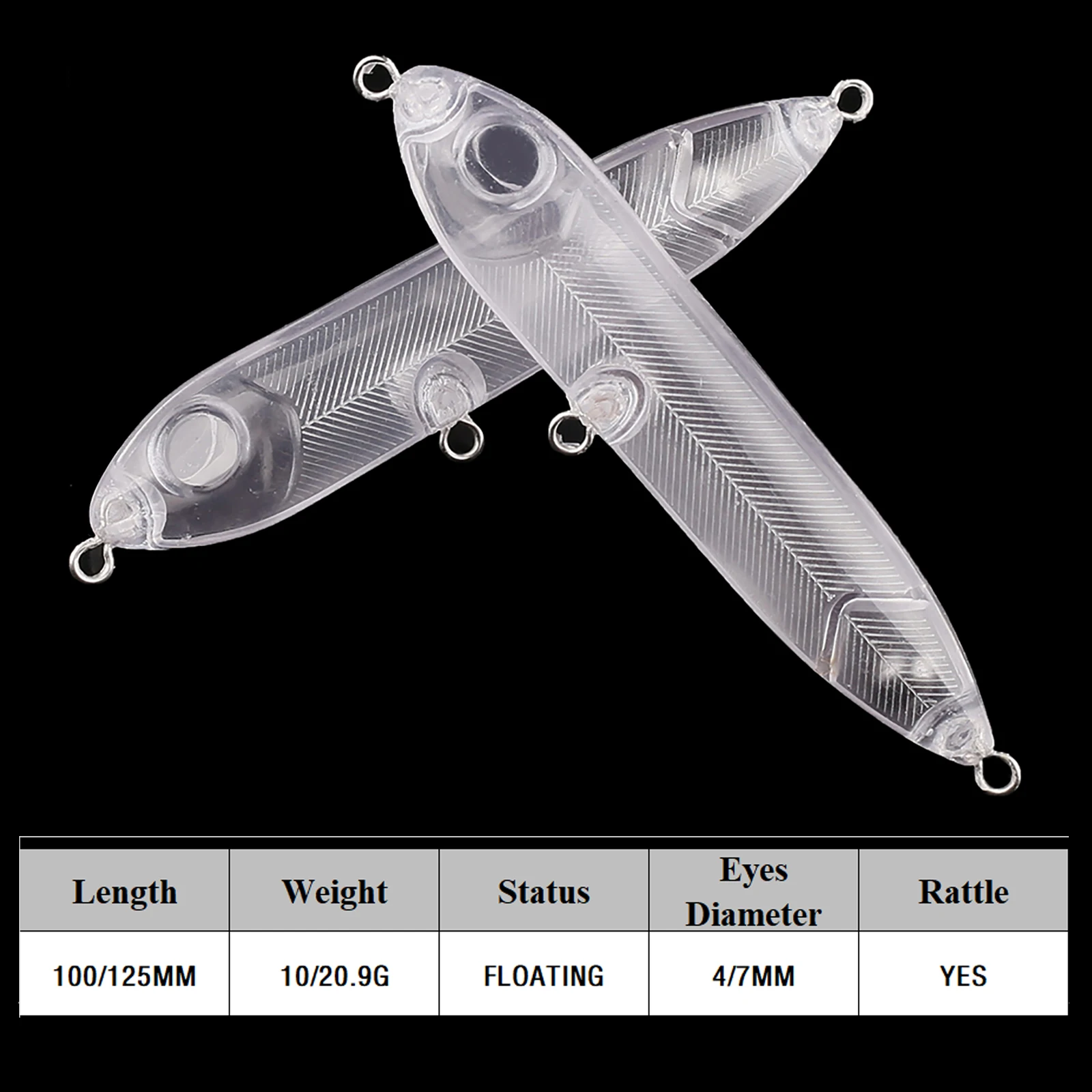 Chan'sHuang-cebo en blanco sin pintar, 20 piezas, 10g/20,9g, sonajero para caminar sobre el perro, lápiz Topwater, señuelo de pesca Artificial hecho a mano DIY - imagen 2