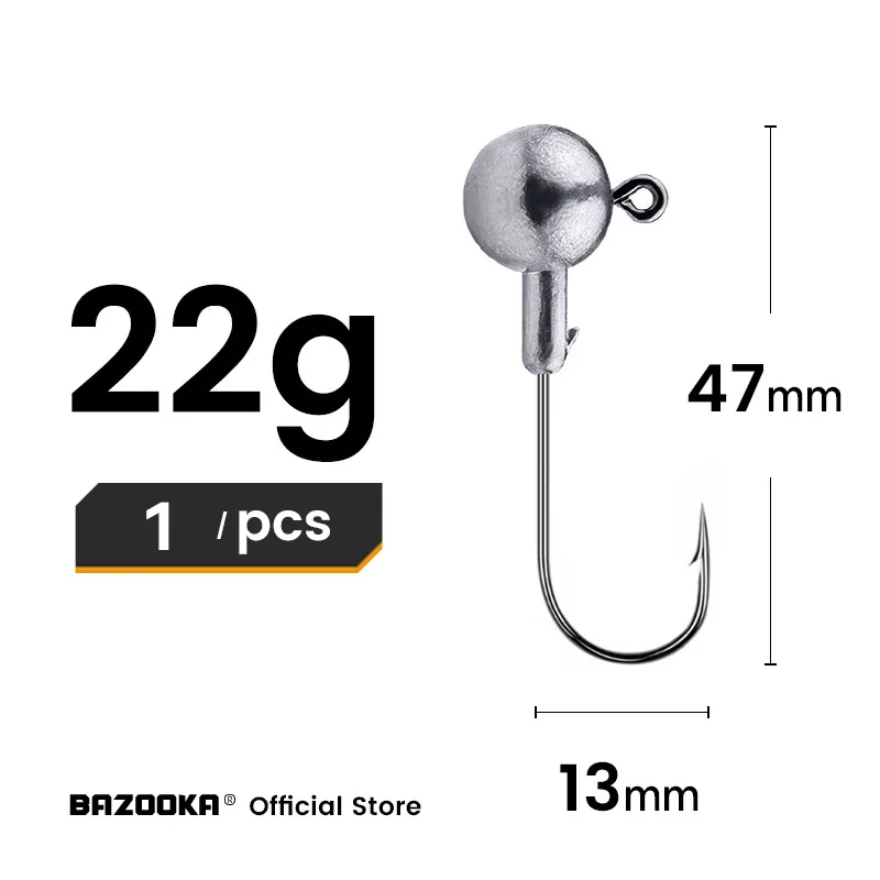 Bazooka Jig Head-anzuelo de pesca de plomo, 7g, 11g, 15g, 22g, anzuelos de Lucio, accesorios de gusano suave, plantilla de manivela fuerte anticaída - imagen 5