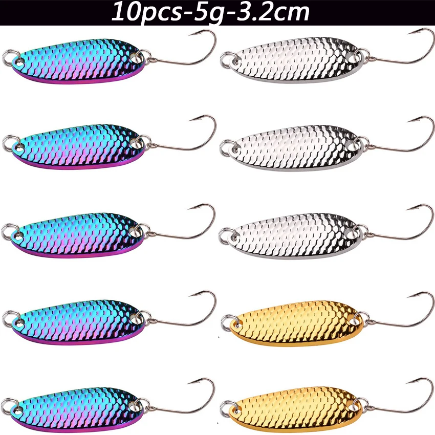 10 Uds. Señuelos de Pesca con cuchara para trucha, cebo giratorio, Wobblers, señuelos Jig, Pesca Artificial, lentejuelas VIB, cebos duros para aparejos de Pesca de carpa - imagen 4