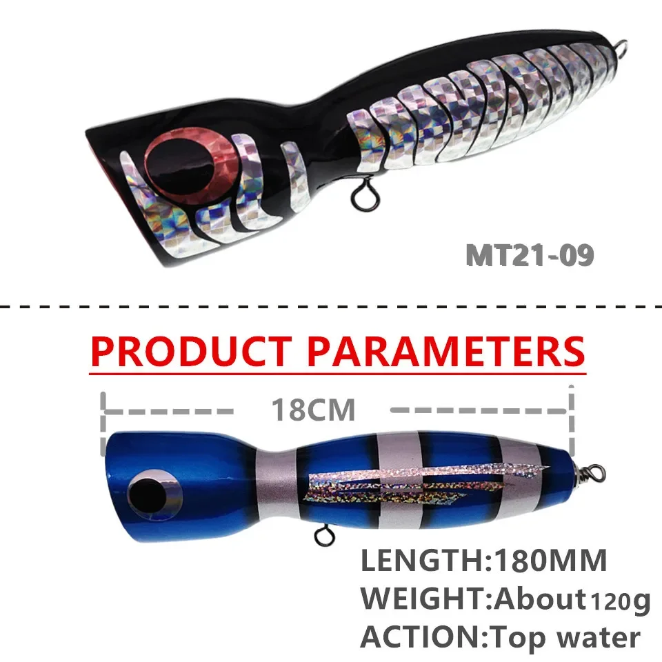 MUKUN-señuelo de madera para pesca popper, cebos de pesca hechos a mano, Spitter GT, superficie Popping, duradero, swimbait, 1 ud. - imagen 5