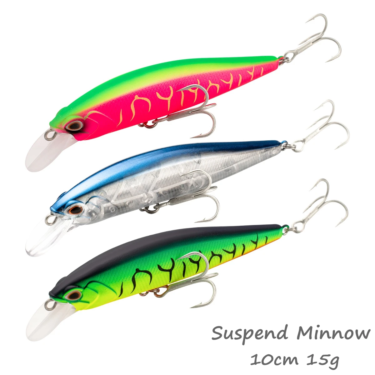Suspending Minnow-Señuelos de Pesca de 10cm y 15g, cebo duro Wobbler, señuelo de pesca de trucha Jerkbait, señuelos artificiales de lubina BaitShad