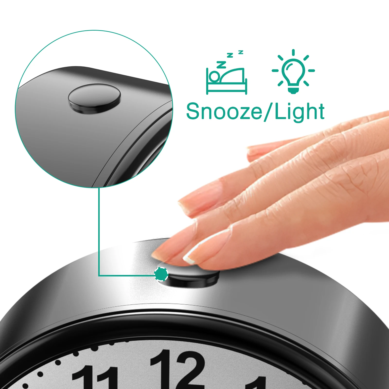 Despertador Analógico Silencioso ORIA – Luz Nocturna de Mesilla - imagen 3