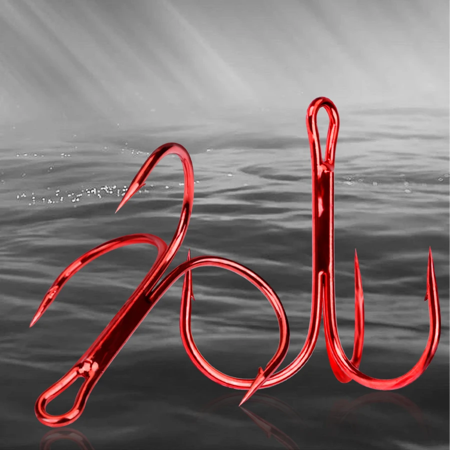 Sea.Yolo-anzuelos de pesca triples, accesorios de pesca de lubina, de largo alcance, de acero al carbono, con púas, 10 unids/lote por caja - imagen 2