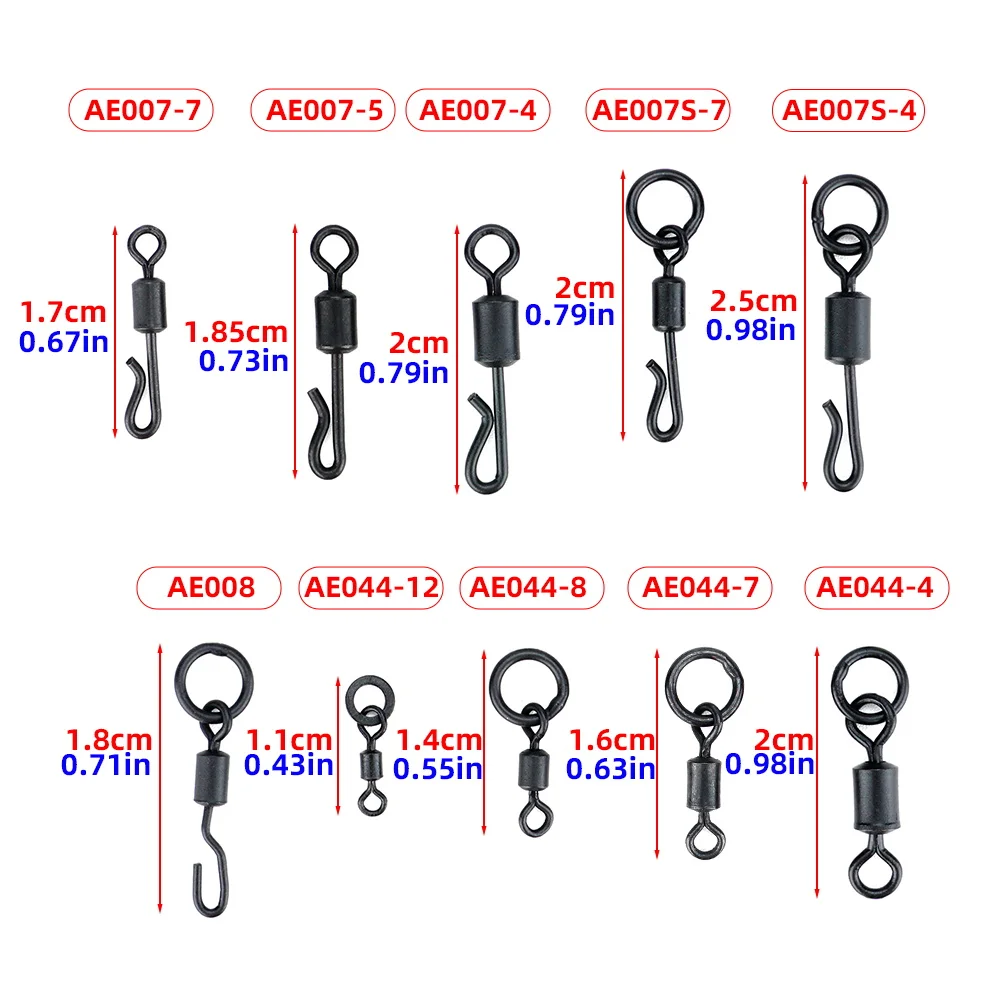 Hirisi 20 piezas broches giratorios para pesca de carpa con anillo sólido gancho de pesca de cambio rápido giratorios accesorios de pesca de alta calidad nuevo - imagen 2