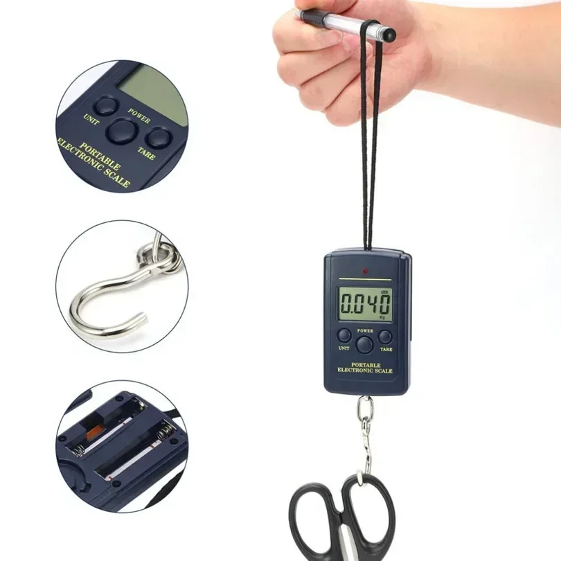 Báscula colgante portátil de 40Kg y 10g, báscula Digital con retroiluminación, báscula electrónica de bolsillo para pesca, báscula para equipaje, herramienta de pesas - imagen 5