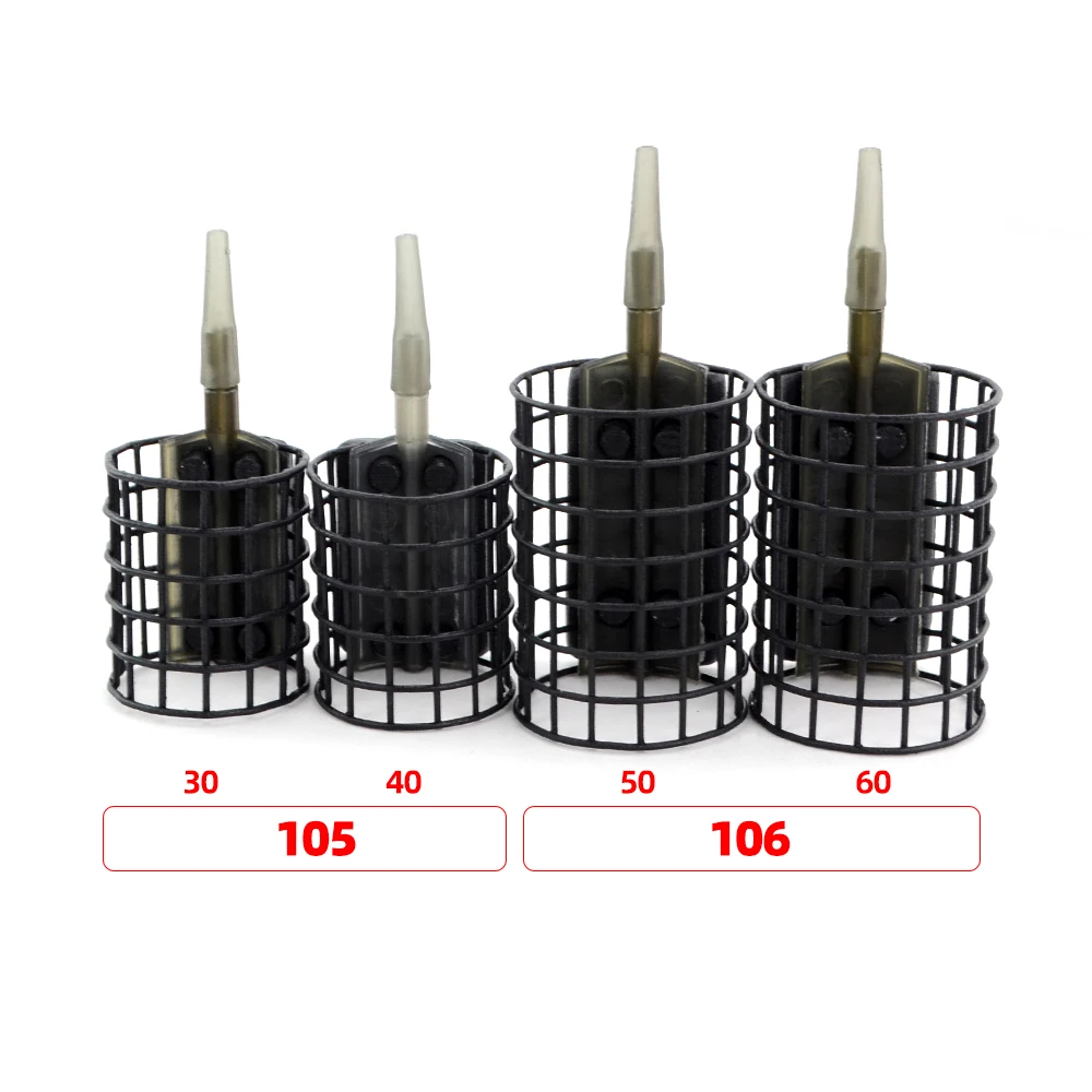 Hirisi-aparejos de pesca de carpa, alimentador de 10 piezas, jaula de cebo, accesorios de pesca con mangas, antienredos, 30g/40g/50g/60g - imagen 3