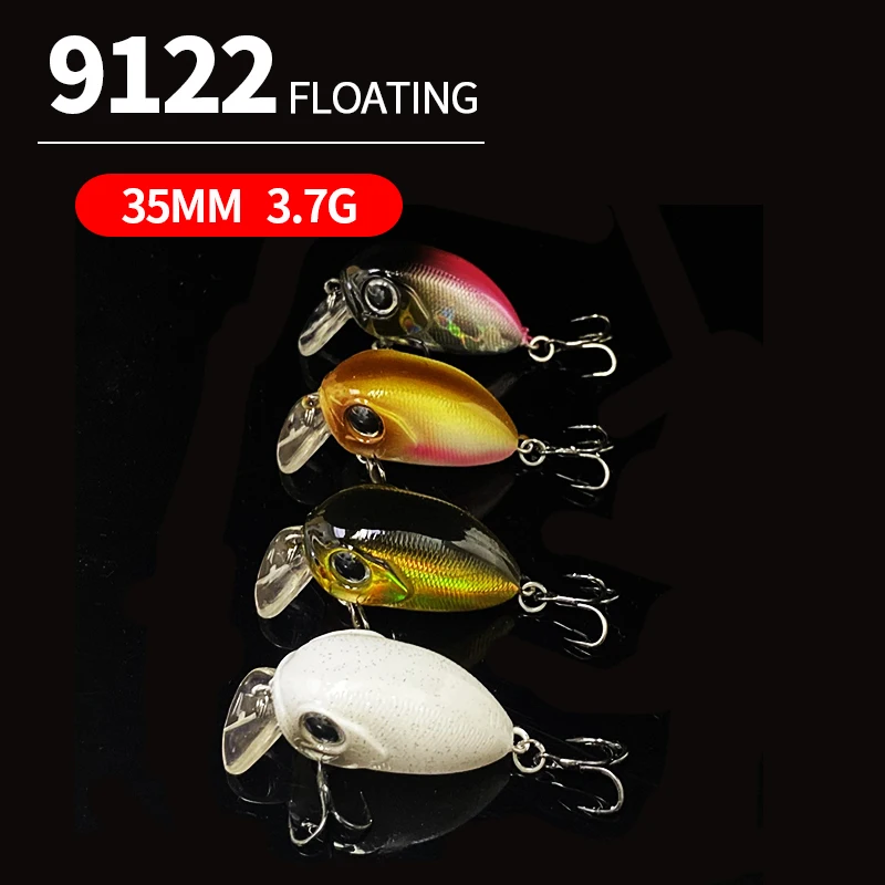 35mm 3,7g Topwater Mini Crankbait sonajeros ruidosos Micro manivela Lucio de agua dulce señuelo de Pesca de carpa Isca Pesca cebo duro Artificial - imagen 2
