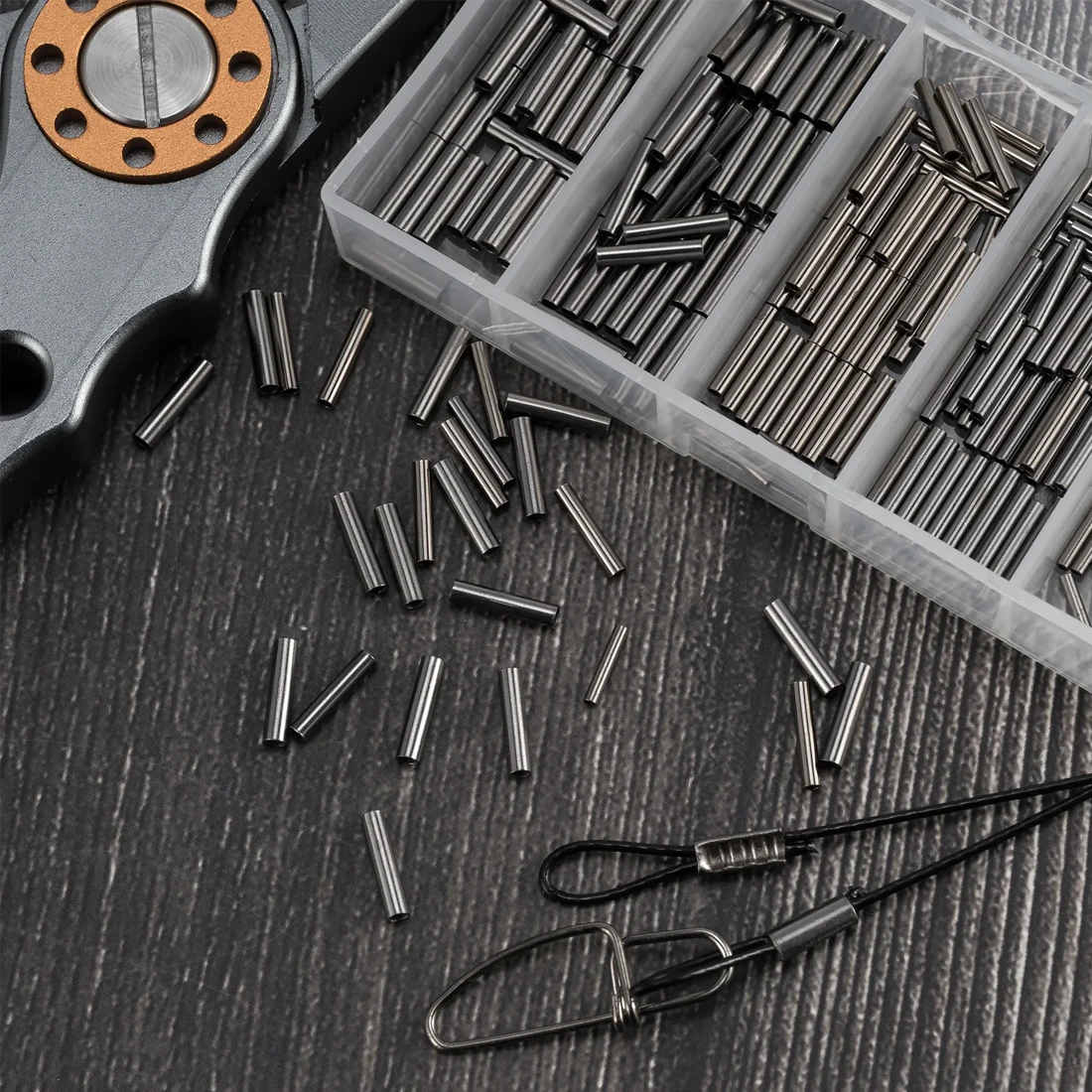 FishTrip mangas de engarce de pesca, aparejos de Terminal de conector doble individual, latón, cobre, alta resistencia, resistente a la corrosión - imagen 2