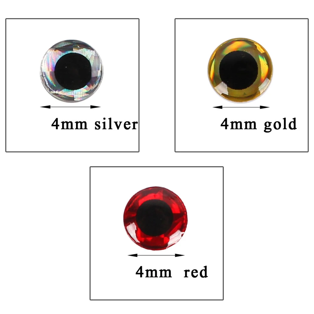 Señuelo de pesca con ojos holográficos, simulación 3D, pez Artificial, aparejos de pesca, 3mm, 4mm, 5mm, 6mm, 100 unids/lote - imagen 5