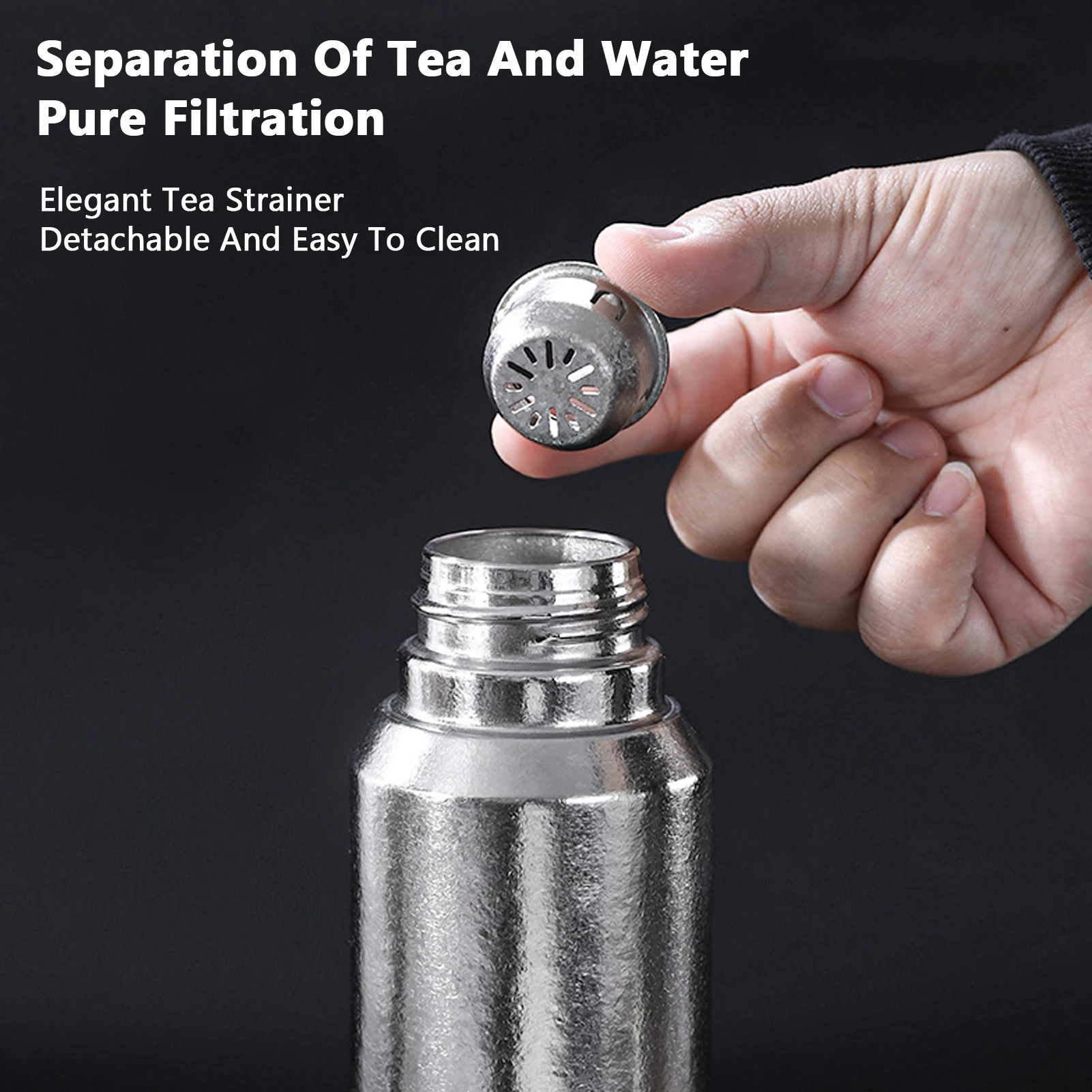 Botella portátil 380ml del infusor del té de la taza aislada magnetizada Ti que acampa al aire libre - imagen 3