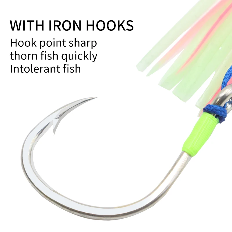 ZYZ-aparejos de cebo para pesca en el mar, 2 unidades/bolsa, anzuelos con pulpo luminoso, cebo suave, atún de agua salada, lubina a rayas, anzuelo Sabiki - imagen 3