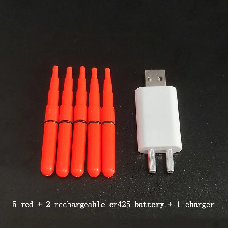 5 unids/lote lámpara de pesca con batería recargable CR425 palo de luz eléctrica accesorio de aparejos de pesca nocturna flotador luminoso A593 - imagen 5