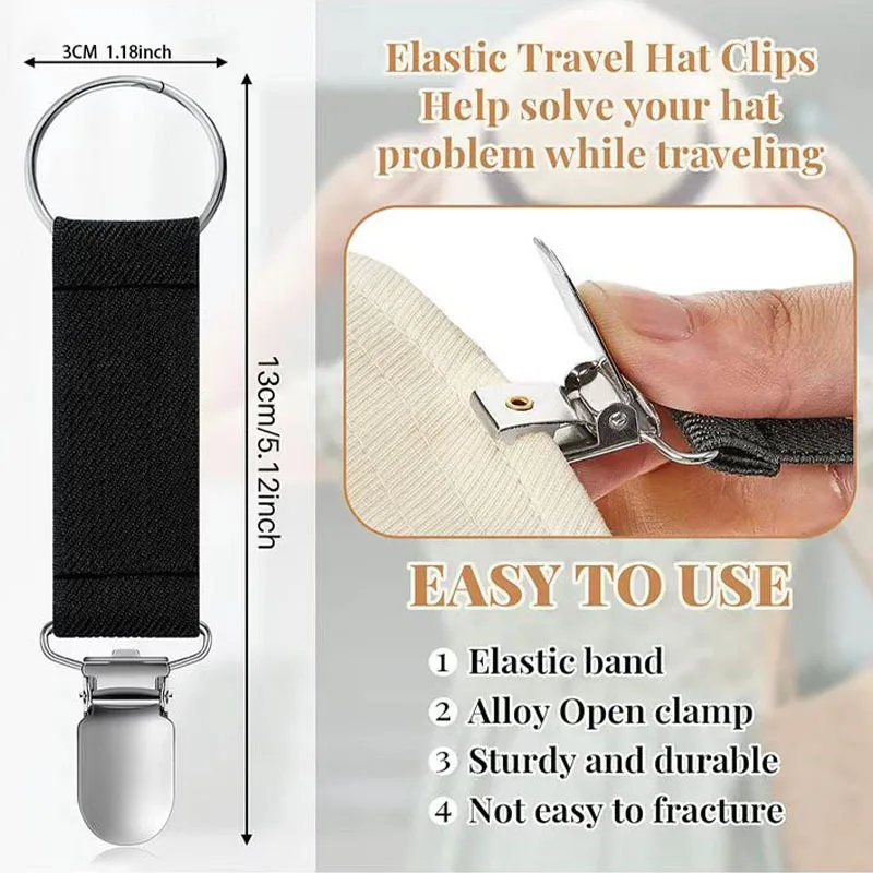 Clip elástico para sombrero de viaje, 1 piezas, multifuncional, par de Clip para sombrero, suspensorio, Clip para cinturón, herramientas para acampar al aire libre - imagen 3