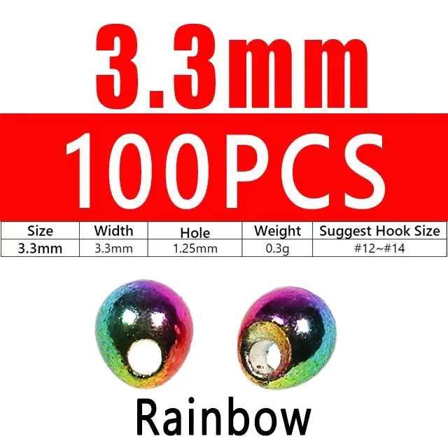 100pcs 3.3mm Rainbow