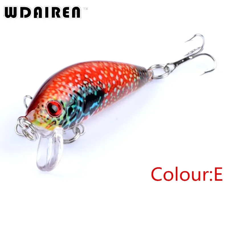 5 uds 4,5 cm 3,8g juego de Señuelos de Pesca cebo duro Minnow con 2 anzuelos aparejos de pesca señuelo ojos 3D Crankbait Minnow - imagen 4