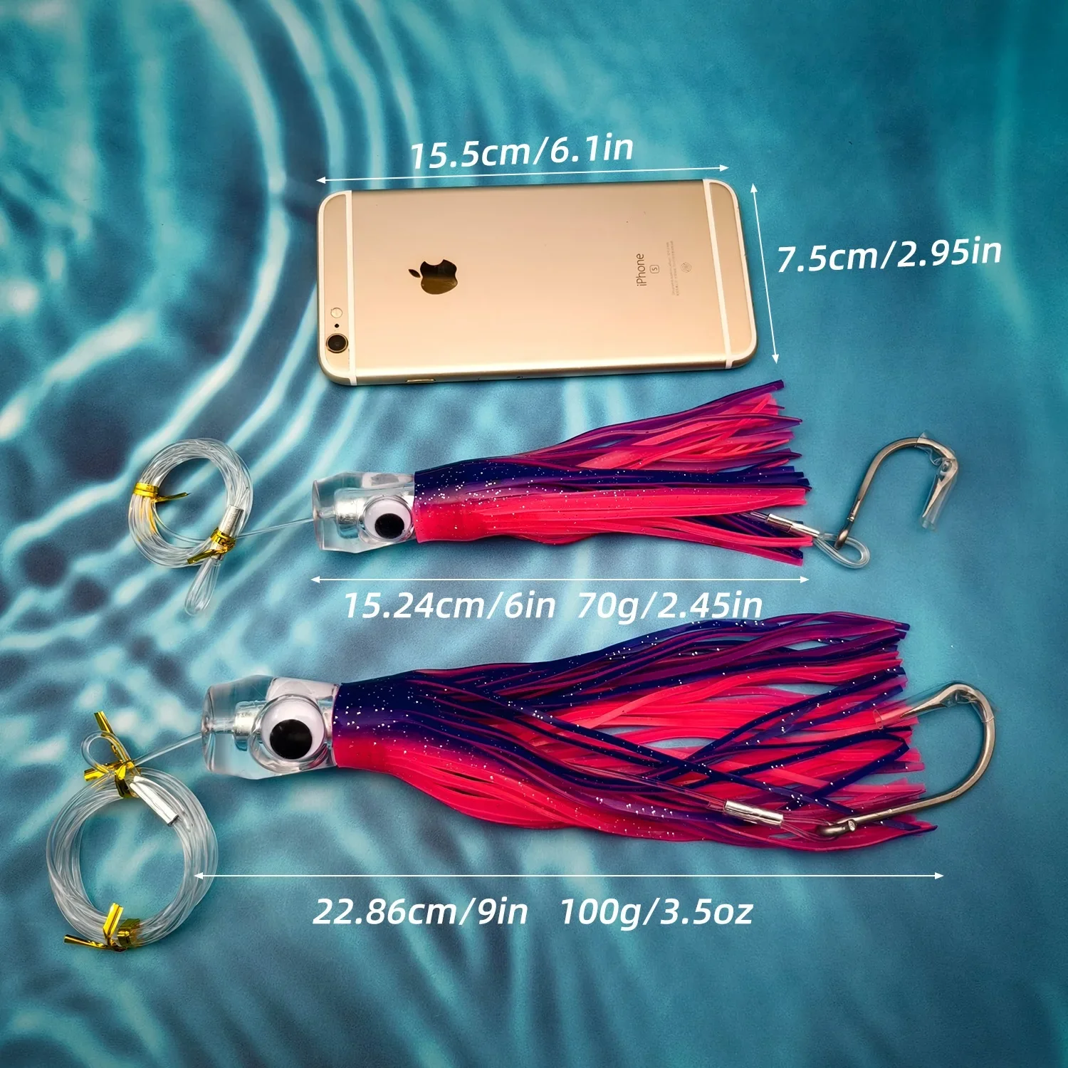 Señuelo de pesca con falda de cabeza acrílica, juego grande en alta mar, para atún Redfin, anzuelo individual para pesca en barco, pesca en el mar, 6 "/9", 1 ud. - imagen 5