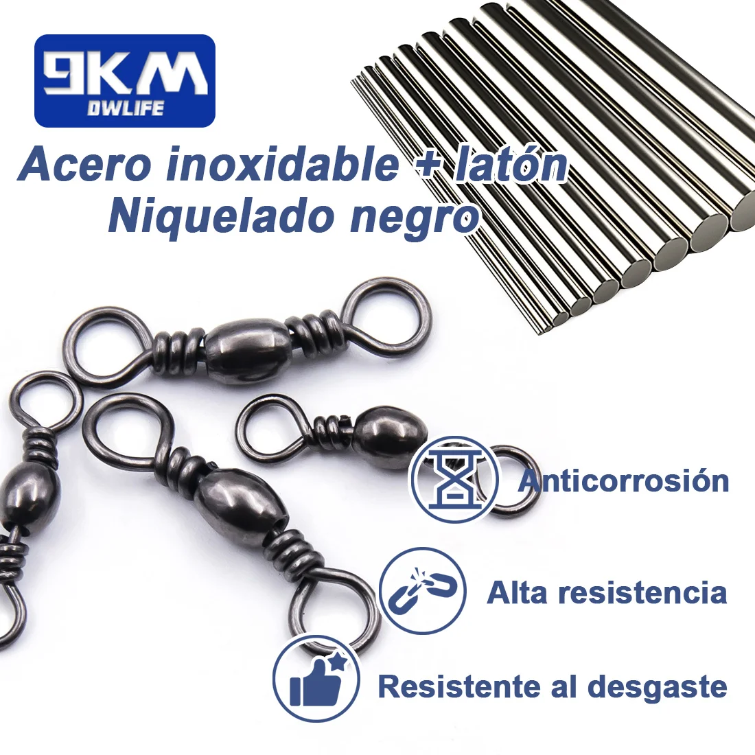 Barril de pesca giratorio, 50 ~ 200 Uds., señuelos de bagre de alta resistencia, anillo sólido, conector de sedal, aparejos giratorios de pesca rodante - imagen 4