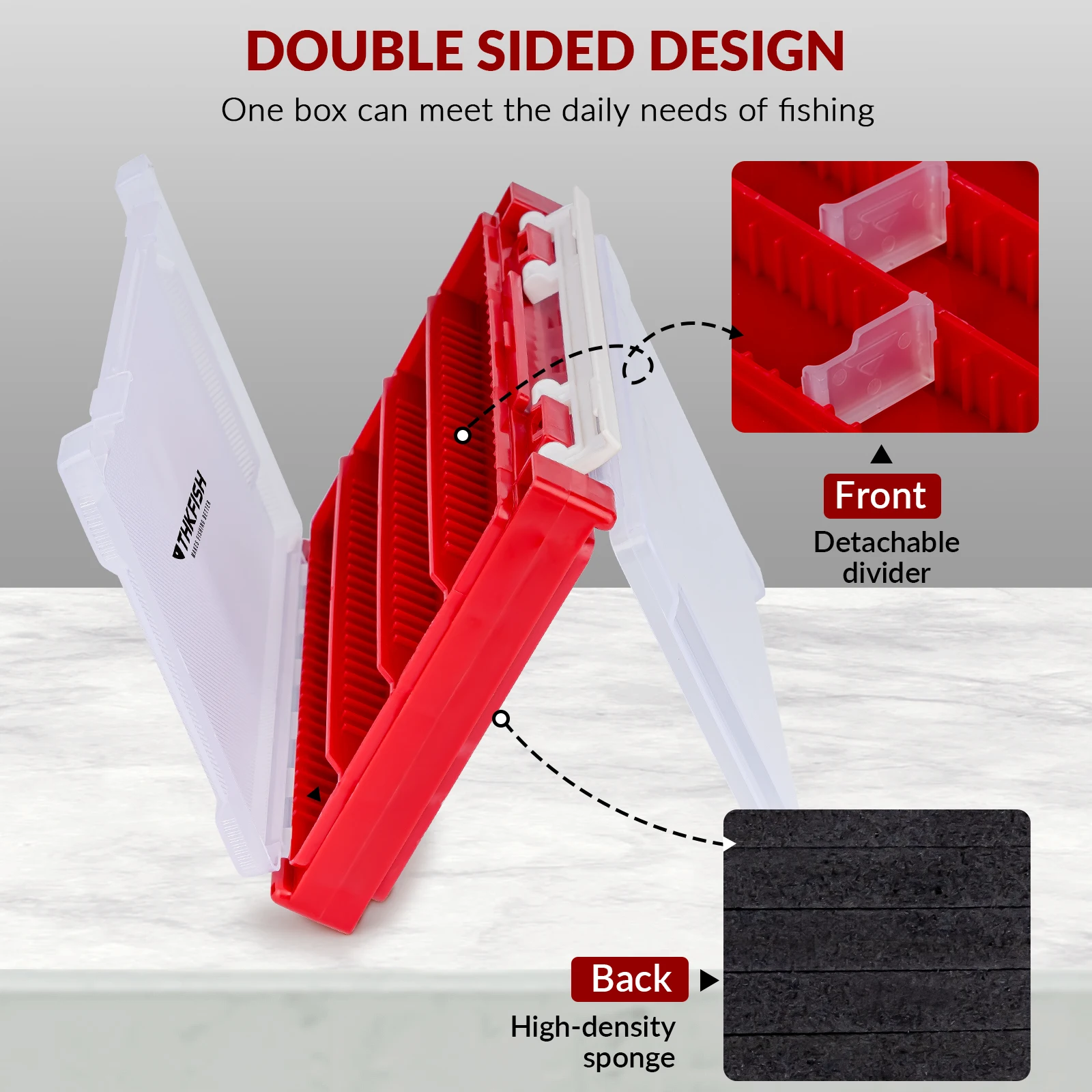 Caja de aparejos de pesca de doble cara, organizador de accesorios de pesca, desmontable, 1 piezas - imagen 5