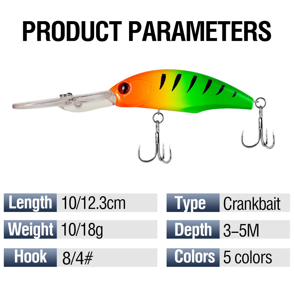 Señuelo de Pesca Crankbait Minnow, 10/12cm, 10/18g, cebo duro flotante para lubina, cebo Artificial Swimbait, aparejos de Pesca de carpa - imagen 3