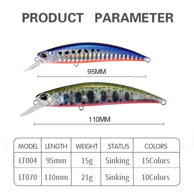 Jerkbait Wobbler 110mm 21g hundimiento Minnow señuelo de Pesca cebo Artificial para Pesca perca salmón punta de lanza Ryuki 110 aparejos de Pesca - imagen 2