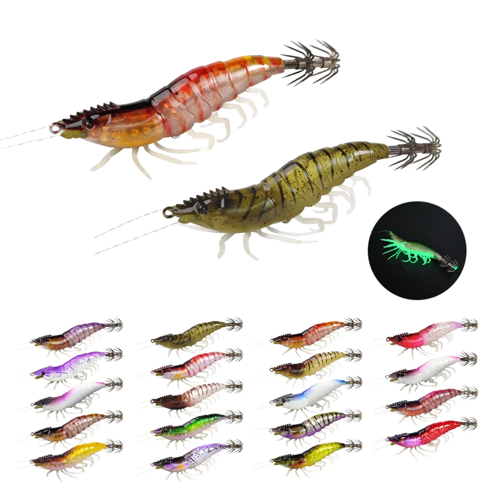 Nuevo Plantilla de calamar de 15g y 80mm, señuelo de sepia de hundimiento lento, cebo Artificial de pulpo, calamar, pez para anzuelo de camarón, Señuelos de Pesca de Mar