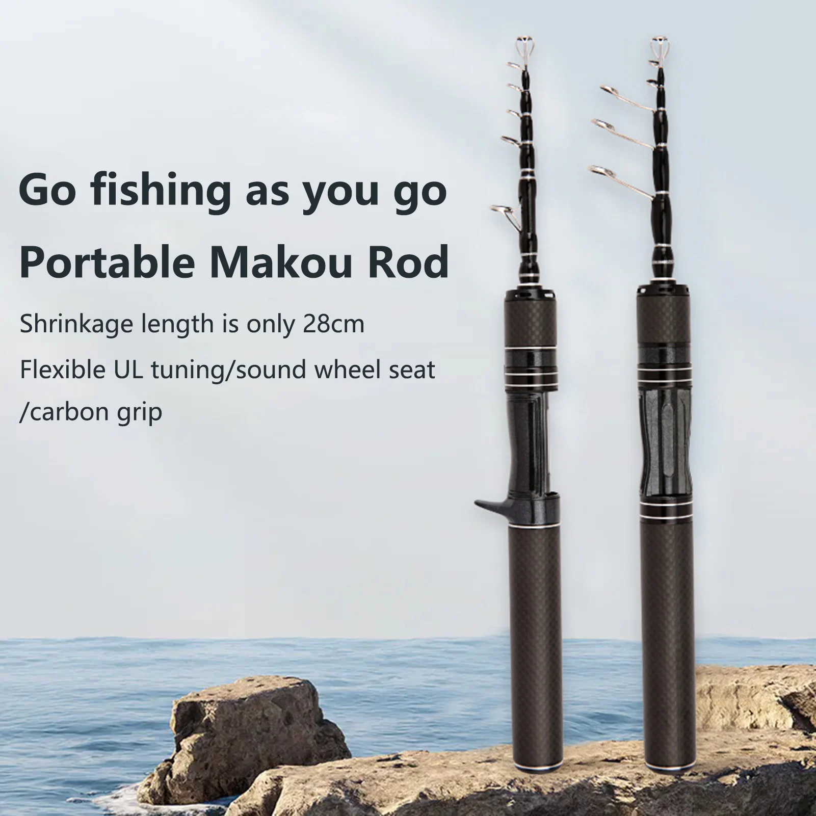Caña de pescar telescópica de 1,5/1,8 m, 28cm, caña de pescar con señuelo portátil ultracorto para estanque de río, lago, mar, caña de pescar Universal para exteriores - imagen 3