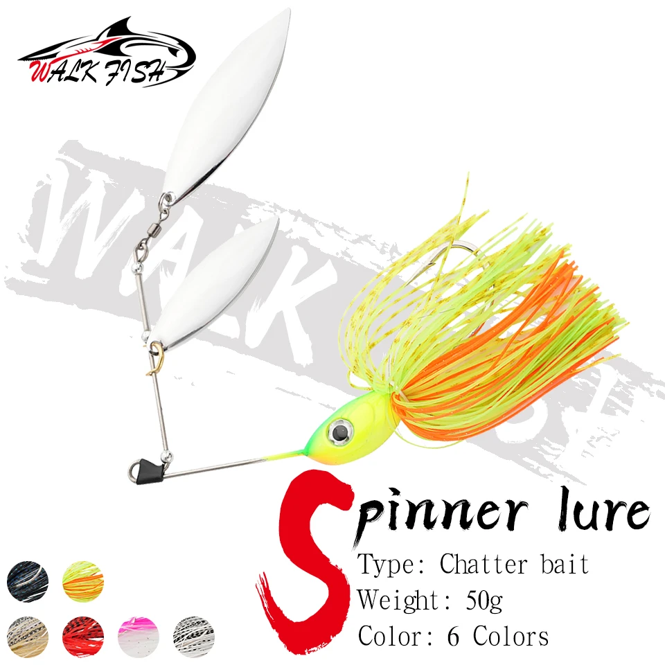 WALK FISH-cebo giratorio de 50g, señuelo de pesca Swimbait para lubina, tamaño grande, doble hoja, plantillas de cebo giratorio, cebo de pesca de alta calidad