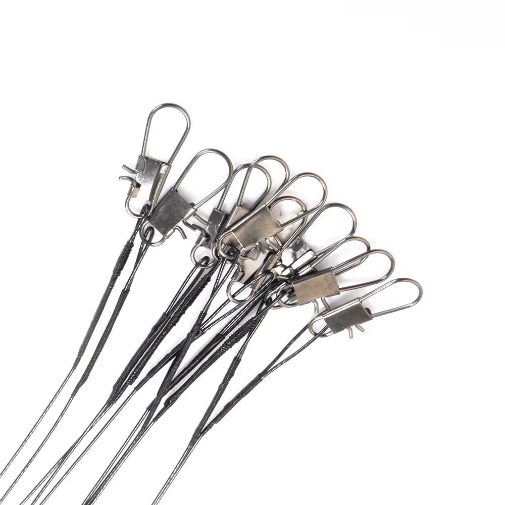 FTK 10 Uds 15/20/25/30cm correa de pesca líder de alambre de acero inoxidable con correa giratoria de 20LB para accesorios de sedal - imagen 2