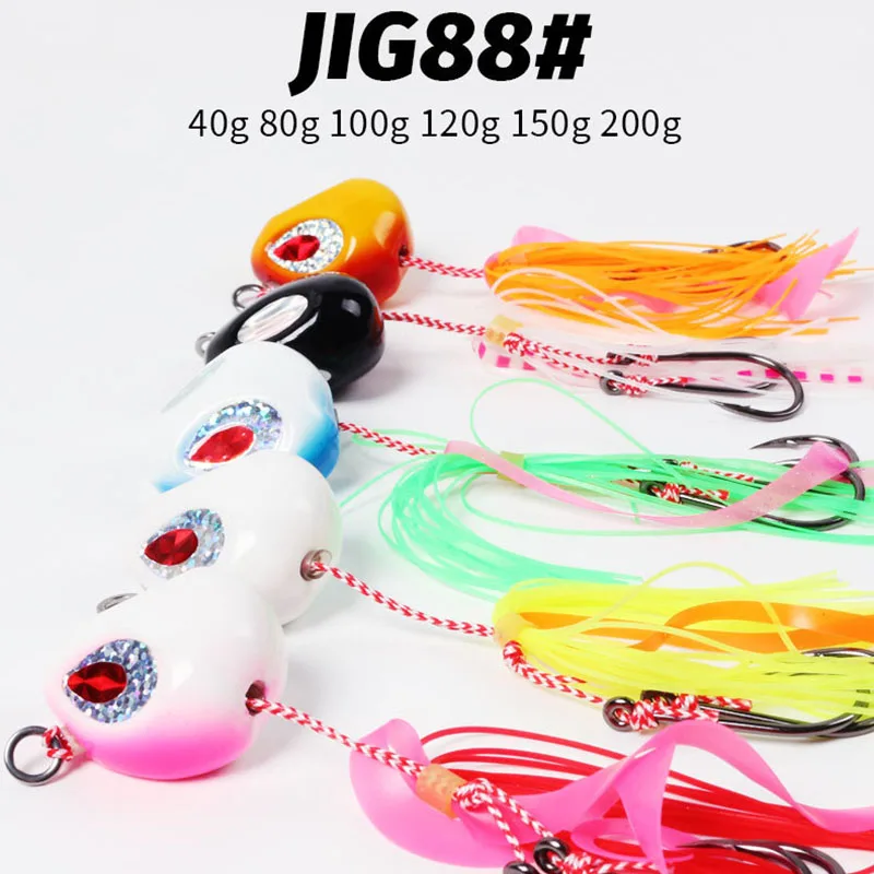Señuelo de pesca Jigging BKK de hundimiento rápido, anzuelo doble, luminisce Jig, cebo Wobbler para curricán, Kabura, lubream, 5 piezas - imagen 3