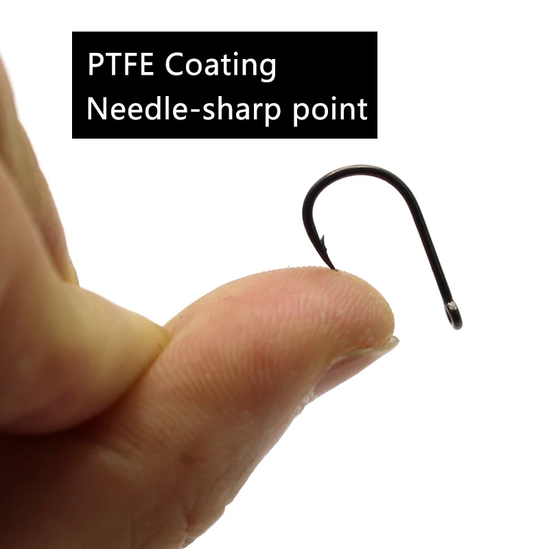 Anzuelo flotante Zig con revestimiento de PTFE, aguja de punta afilada, Micro púas, línea de acero rico en carbono, alimentador de cebo, anzuelos para aparejos de carpa, 10 Uds. - imagen 5