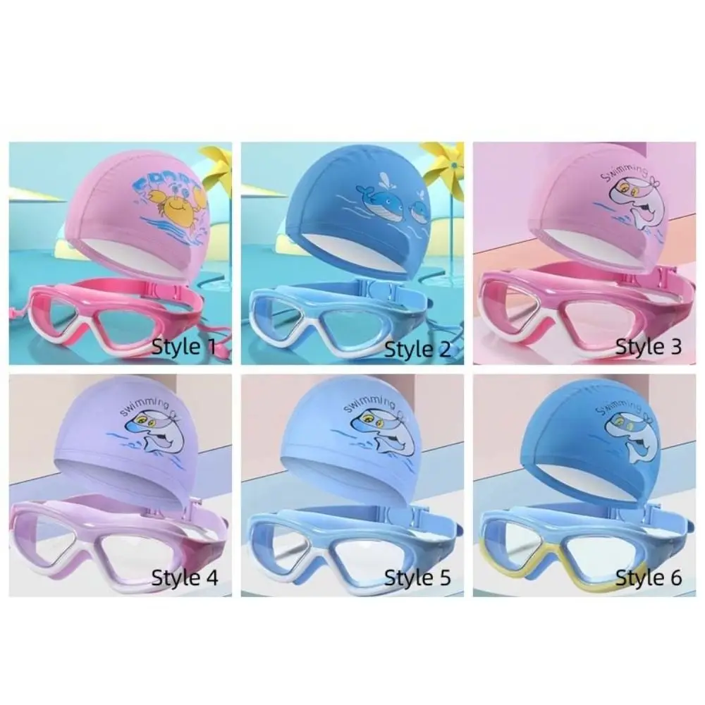 Waterproof Children's Swimming Cap Hair Protection Clear Vision Kids Swimming Glasses Anti-fog Cartoon Boys Swimming Caps - imagen 5