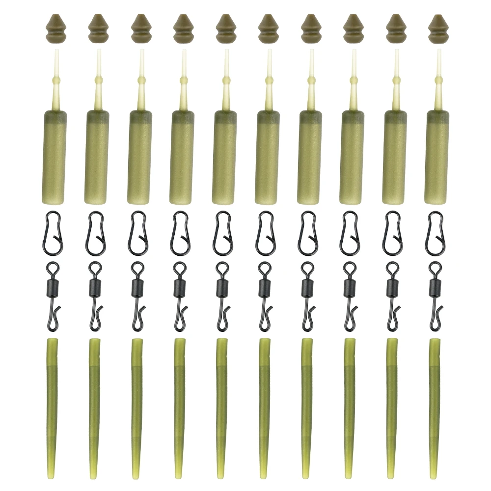 Hirisi-Kit de aparejo de pesca de carpa, 10 juegos, broches giratorios de pesca, aparejo de helicóptero, funda de gancho, accesorios de pesca M7