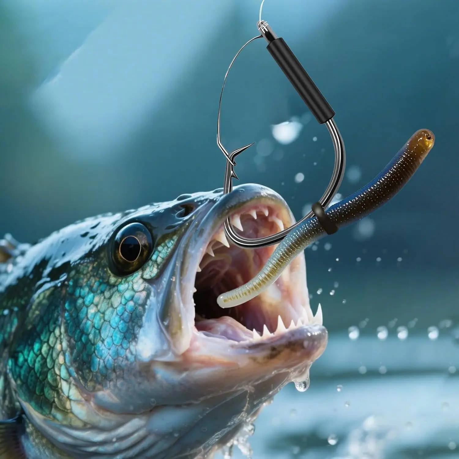 FishTrip-ganchos de aparejo loco sin malezas, 25 uds., círculo de espacio ancho, anzuelo de cebo de gusano suave, gusano loco Chapado en níquel para pesca de lubina, aparejo Neko - imagen 3