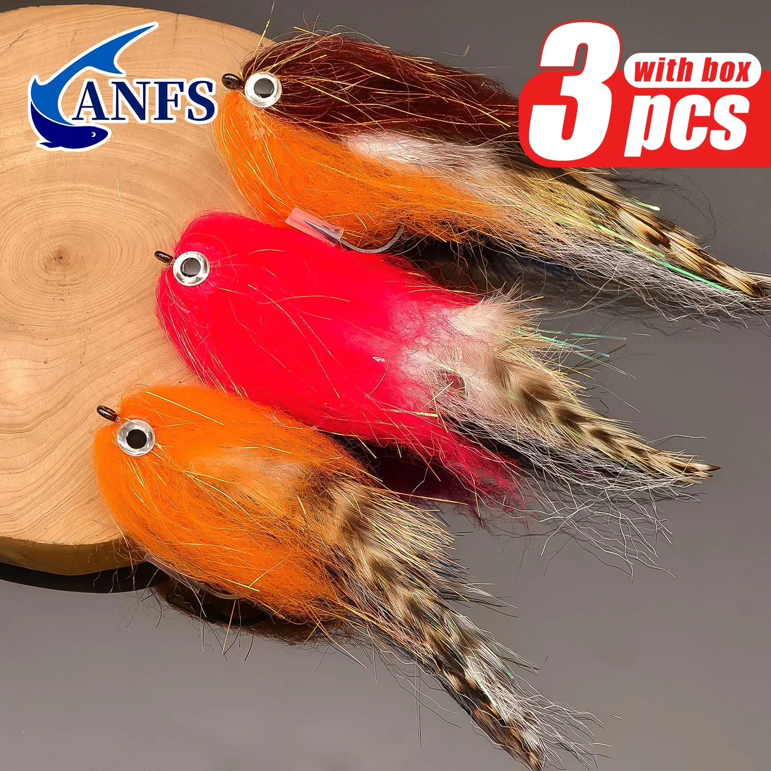 ANFS 3 moscas serpentinas con caja de almacenamiento-cambiador de juego, señuelos de moscas grandes, cebo realista para pescar peces grandes - imagen 4