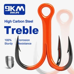 4 ganchos triples para agua salada, gancho triple para aplicaciones de agua dulce profunda, naranja ultravioleta (UV)