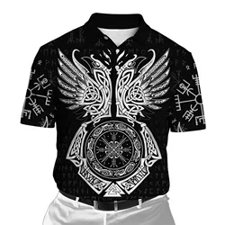 PLstar Polo de pesca hombre Cosmos Raven Mjolnir Odin tattoo