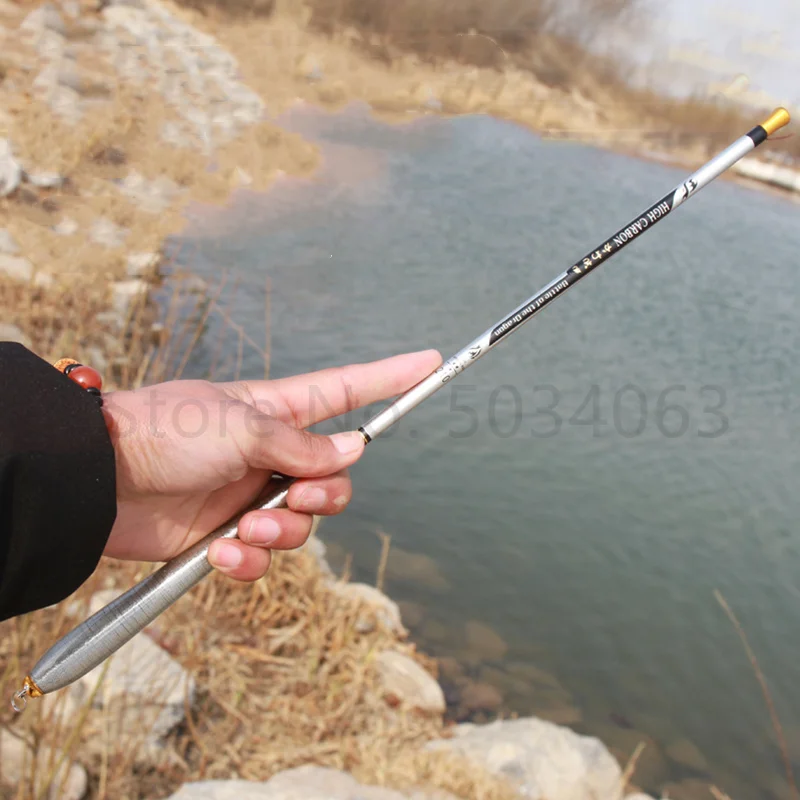 Caña de pescar ultracorta, caña de pescar de fibra de carbono, caña de pescar portátil dura, accesorios de herramientas de viaje para peces - imagen 4