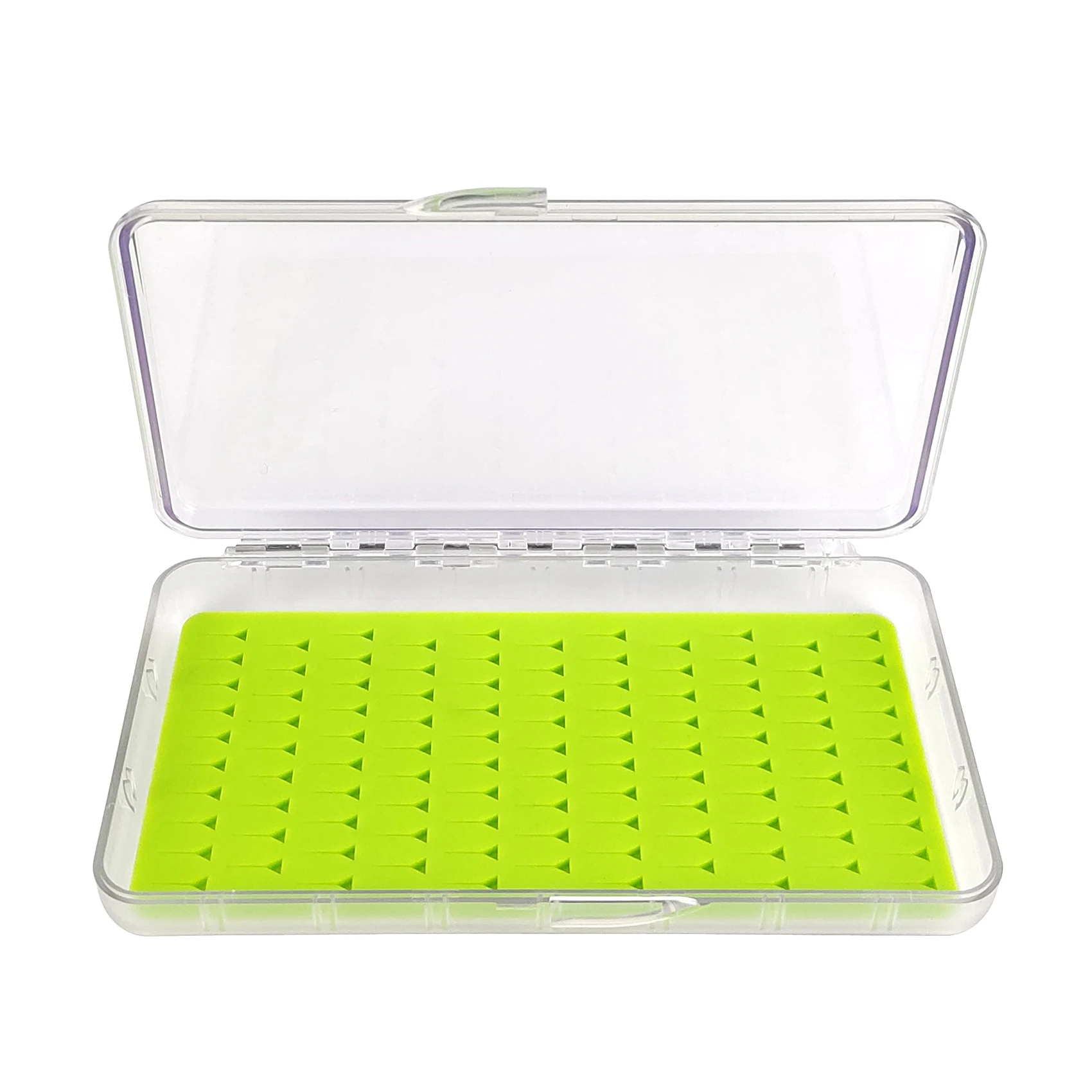 2pcs caja de plástico transparente súper delgada con inserto de silicona cajas de pesca con mosca sostiene moscas - imagen 3