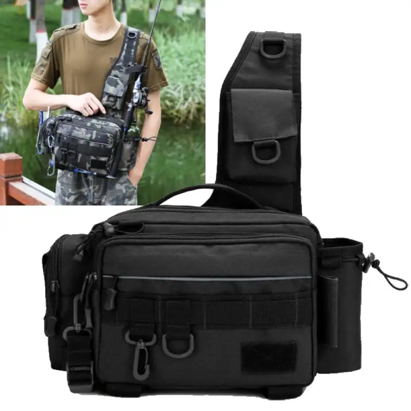 Mochila para aparejos de pesca para hombre, bolsa de pecho Molle multifuncional para senderismo al aire libre, bolsas de cintura para caza, almacenamiento de señuelos de peces, riñonera - imagen 2