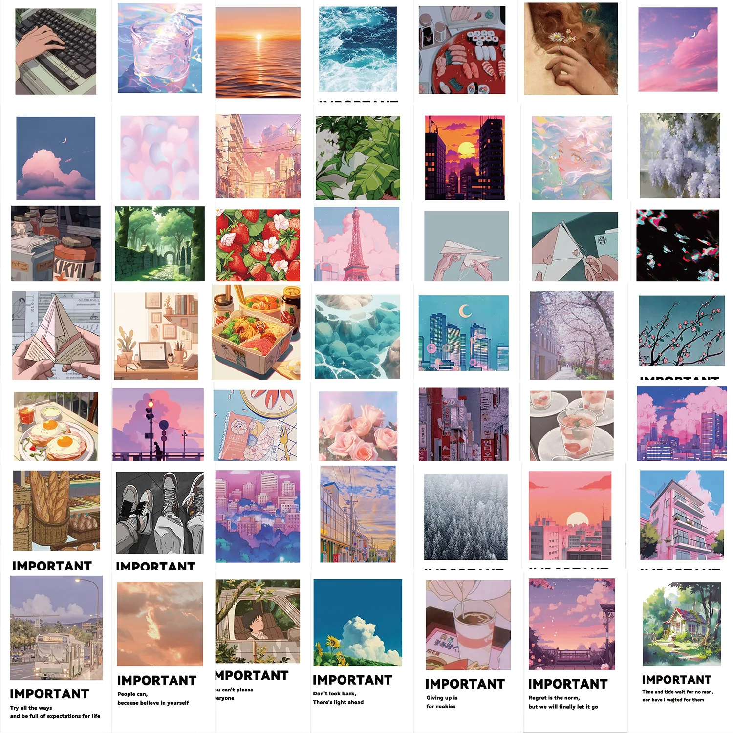 50 Uds palabras curativas importantes INS pegatinas de grafiti DIY teléfono guitarra portátil maleta taza pegatinas impermeables - imagen 3