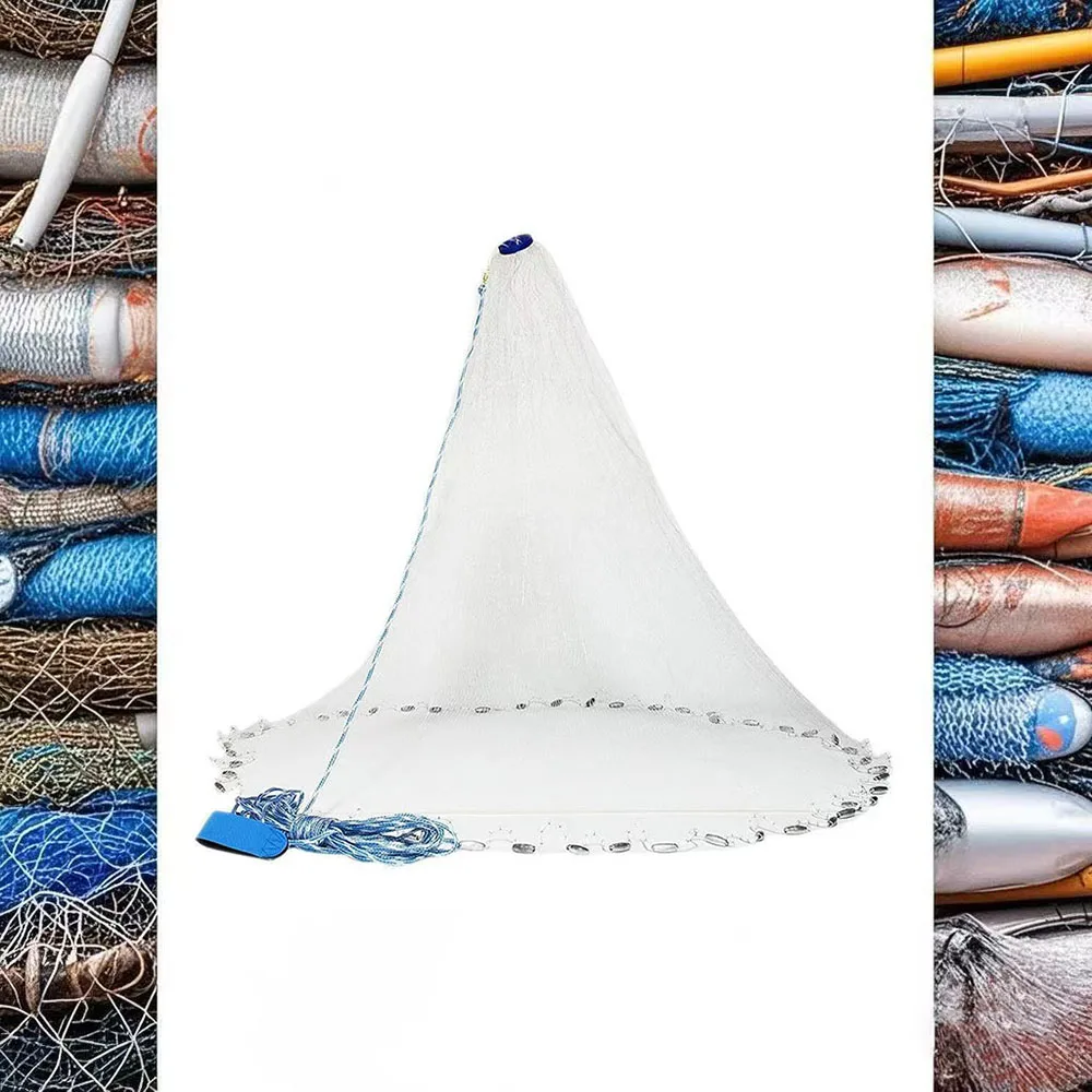 Red de fundición de 4 pies, 6 pies, 8 pies, redes fundidas de radio, red de pesca de agua dulce y salada de EE. UU. con anillo, red de fundición fácil de lanzar para trampa de cebo - imagen 5