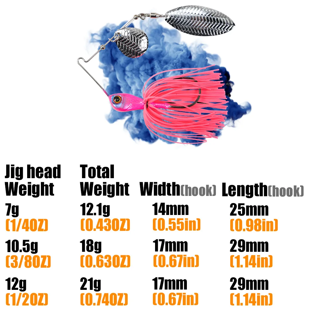 B & U Spinnerbait 18g/21g doble hoja de sauce aguja Stinger gancho cuchara alambre cebo Wobblers para señuelo de pesca de lubina - imagen 2