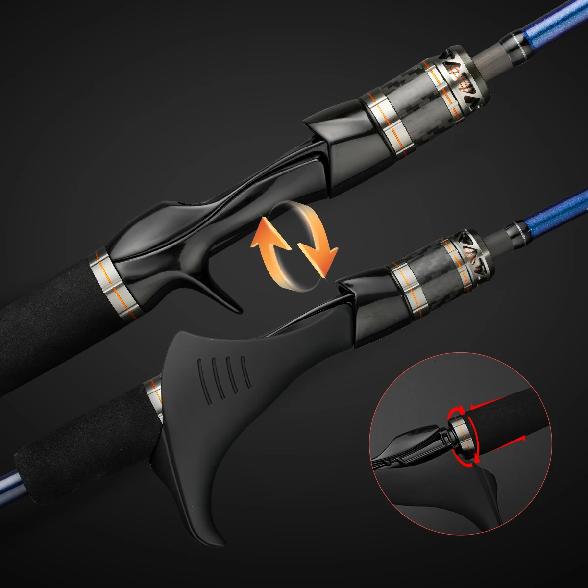 Caña de pescar de pulpo de 1,75 m, caña de pescar Baitcasting, punta de titanio, caña de pescar para barco con mango cómodo, guías en espiral de 1,7 m - imagen 3