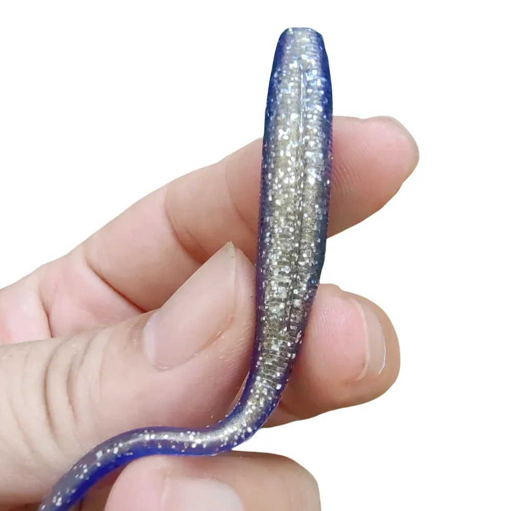 MUKUN 10 Uds palo gusano Softbait señuelo de pesca agregar sal cola recta 75mm 2,5g plástico perfecto tiro de ensueño suave - imagen 3