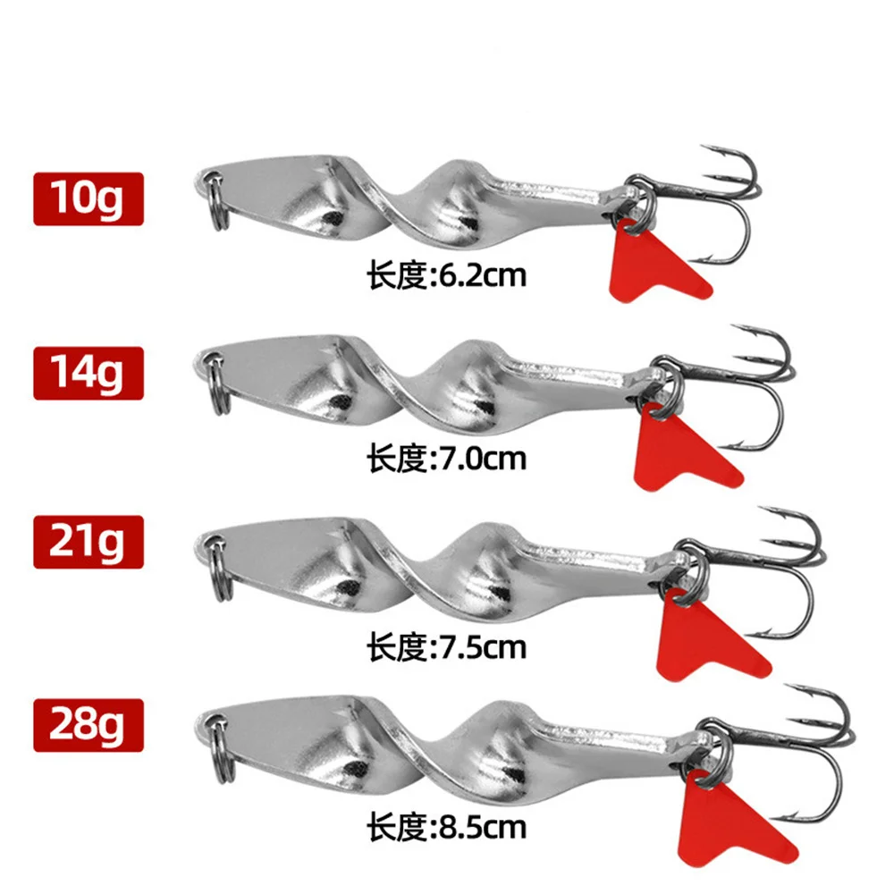 Señuelos giratorios de Metal para pesca, cebos duros de trucha, anzuelos triples, 10g, 14g, 21g y 28g, 1 pieza - imagen 3