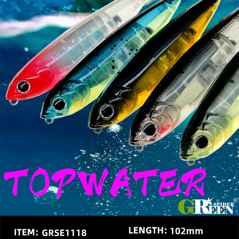 Señuelo de pesca con superficie de lápiz Topwater, 102mm, 17,5g, caminar al perro, cebo duro Artificial de agua salada, andador de plástico para lubina - imagen 3